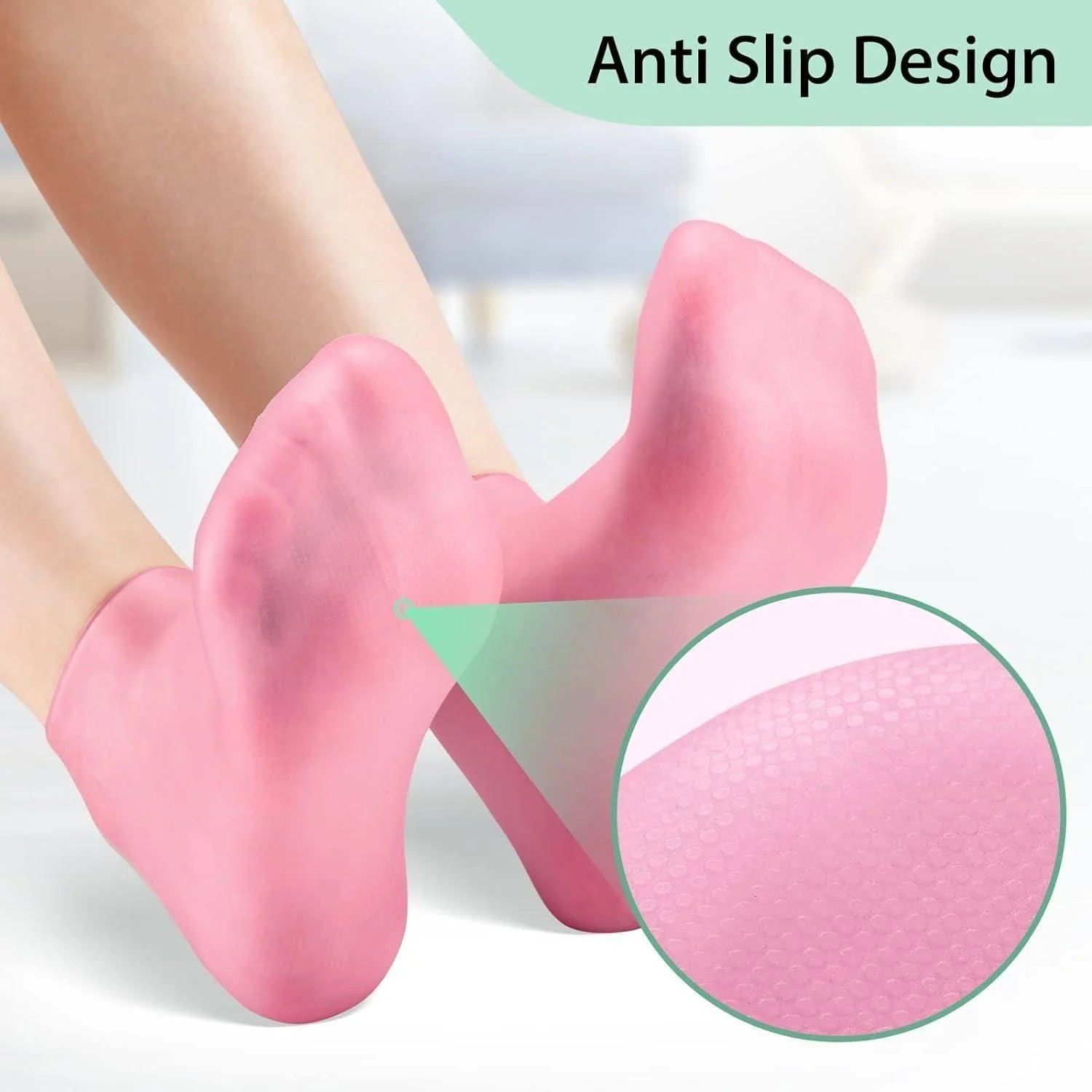 Silicone Moisturizing Socks Anti Slip Aloe Socks for Dry Cracked Feet - 3 Pair